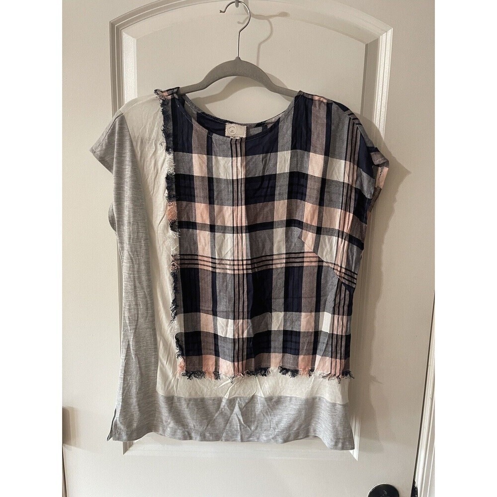 Postmark Anthropologie Women’s Size Small Hammond Plaid Fringe Top